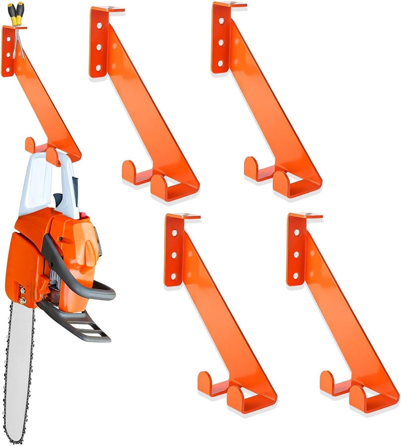 iulrtba 3 in 1 Chainsaw Holder 10" - Heavy Duty Chainsaw Wall Mount, 10 Gauge Steel Chain Saw Hanger for Garage Organization, Hefty Rack Storage Organizer for Chainsaw Accessories and Tools, 180lbs Capacity - Image 1